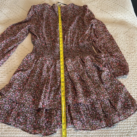 Aqua Polyester Floral Drop Waist Mini Dress Size Large - Picture 8 of 8